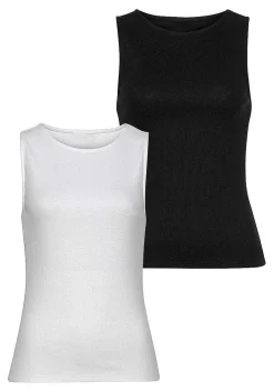 LASCANA Sleeveless Tops-2 Pk Basic Tank Tops