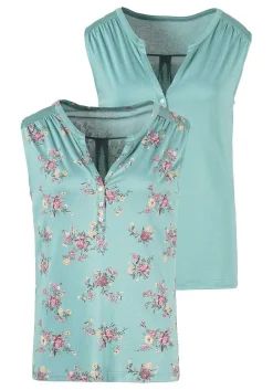 LASCANA Multi Pack Tops-2 Pk Button Detail Tank Tops