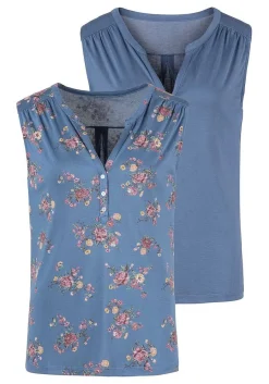 LASCANA Multi Pack Tops-2 Pk Button Detail Tank Tops