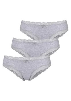LASCANA Panty Packs-3 Pk Lace Trim Bikini Briefs