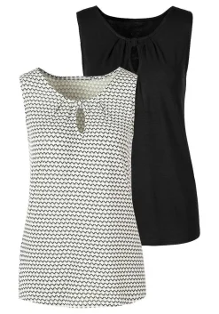LASCANA Multi Pack Tops-2 Pk Pleated Keyhole Tops
