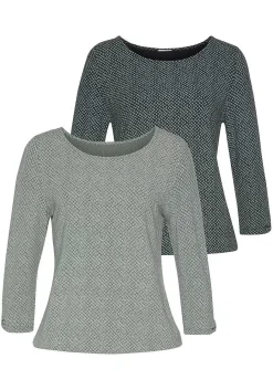 LASCANA Multi Pack Tops-2 Pk Printed 3/4 Sleeve Tops