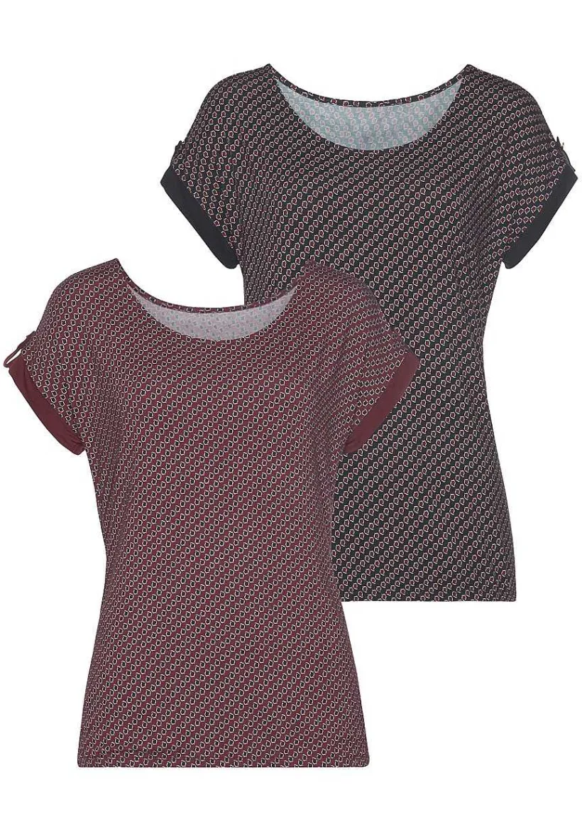 LASCANA Multi Pack Tops-2 Pk Printed Tab Sleeve Tops