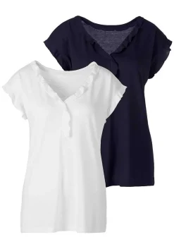 LASCANA Multi Pack Tops-2 Pk Ruffle Hem Tops
