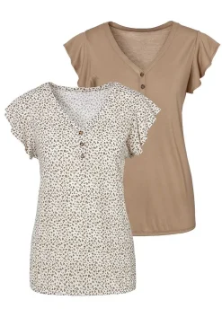 LASCANA Multi Pack Tops-2 Pk Ruffle Sleeve Tops