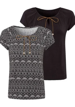 LASCANA Short Sleeve Tops-2 Pk Short Sleeve Tops