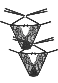 LASCANA Sexy Bottoms-2 Pk Strappy Cut Out Thongs