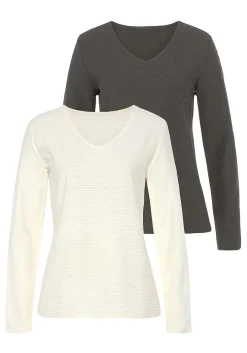 LASCANA Multi Pack Tops-2 Pk Textured V-Neck Tops