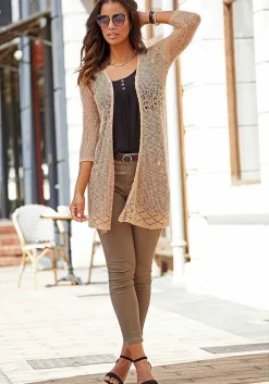 LASCANA Cardigans-3/4 Sleeve Open Knit Cardigan