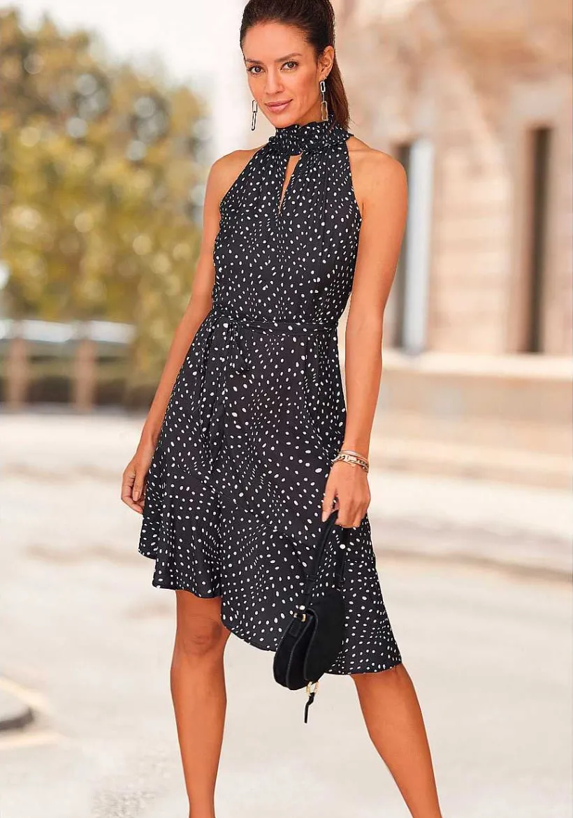 LASCANA Short Dresses-Asymmetrical Dot Print Dress
