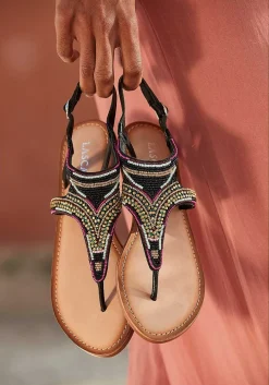 LASCANA Sandals-Beaded Leather Sandals