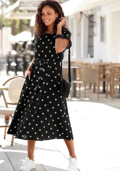 LASCANA Fall Dresses-Belted Polka Dot Dress