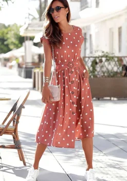 LASCANA Fall Dresses-Belted Polka Dot Dress