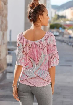 LASCANA Short Sleeve Tops-Boho Flare Sleeve Top