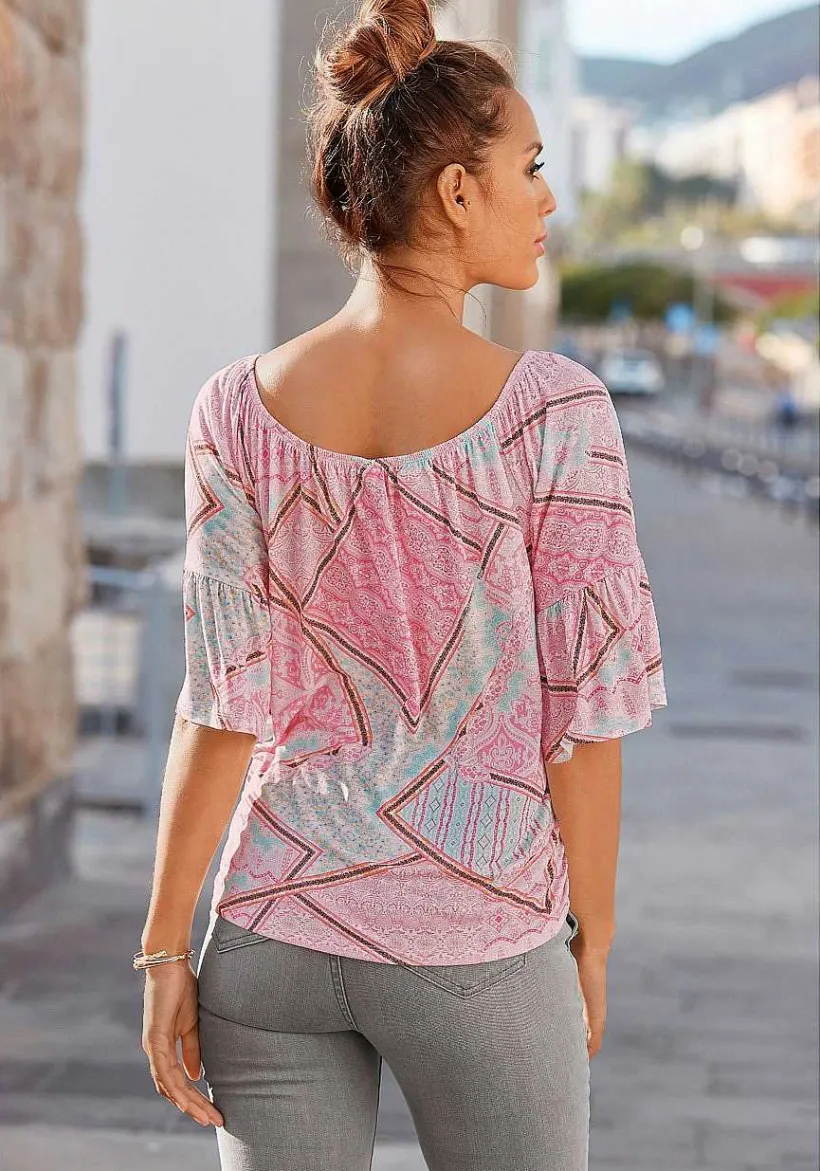 LASCANA Short Sleeve Tops-Boho Flare Sleeve Top