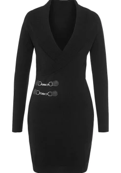 LASCANA Fall Dresses-Buckle Trim Sweater Dress