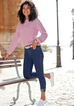 LASCANA Pants-Button Cuff Skinny Jeans