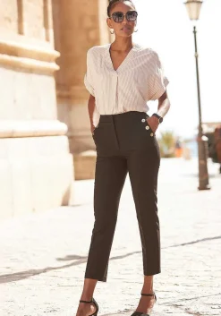 LASCANA Pants-Button Detail Ankle Pants
