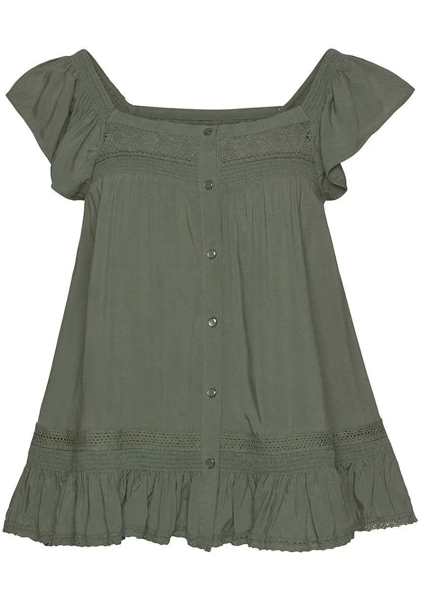 LASCANA Blouses-Button Down Ruffle Blouse
