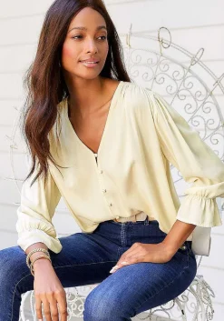 LASCANA Blouses-Button Down V-Neck Blouse