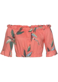 LASCANA Short Sleeve Tops-Carmen Style Crop Top