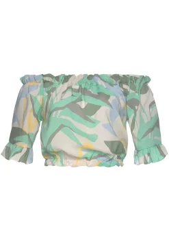 LASCANA Short Sleeve Tops-Carmen Style Crop Top