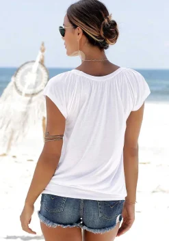 LASCANA Short Sleeve Tops-Casual V-Neck Top