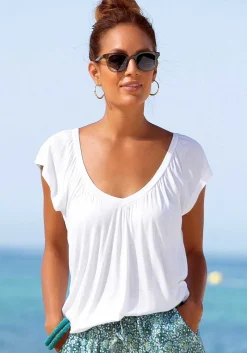 LASCANA Short Sleeve Tops-Casual V-Neck Top
