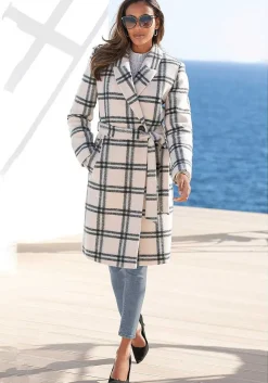 LASCANA Coats-Checkered Lapel Collar Coat