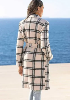 LASCANA Coats-Checkered Lapel Collar Coat