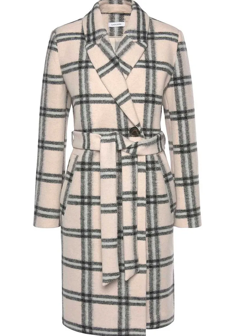 LASCANA Coats-Checkered Lapel Collar Coat