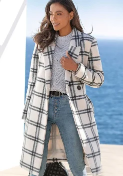LASCANA Coats-Checkered Lapel Collar Coat