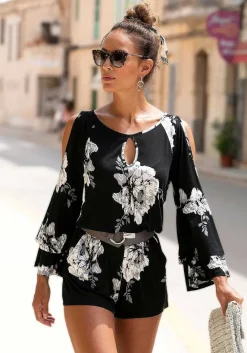 LASCANA Rompers-Cold Shoulder Floral Romper