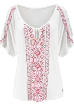 LASCANA Short Sleeve Tops-Cold Shoulder Print Top