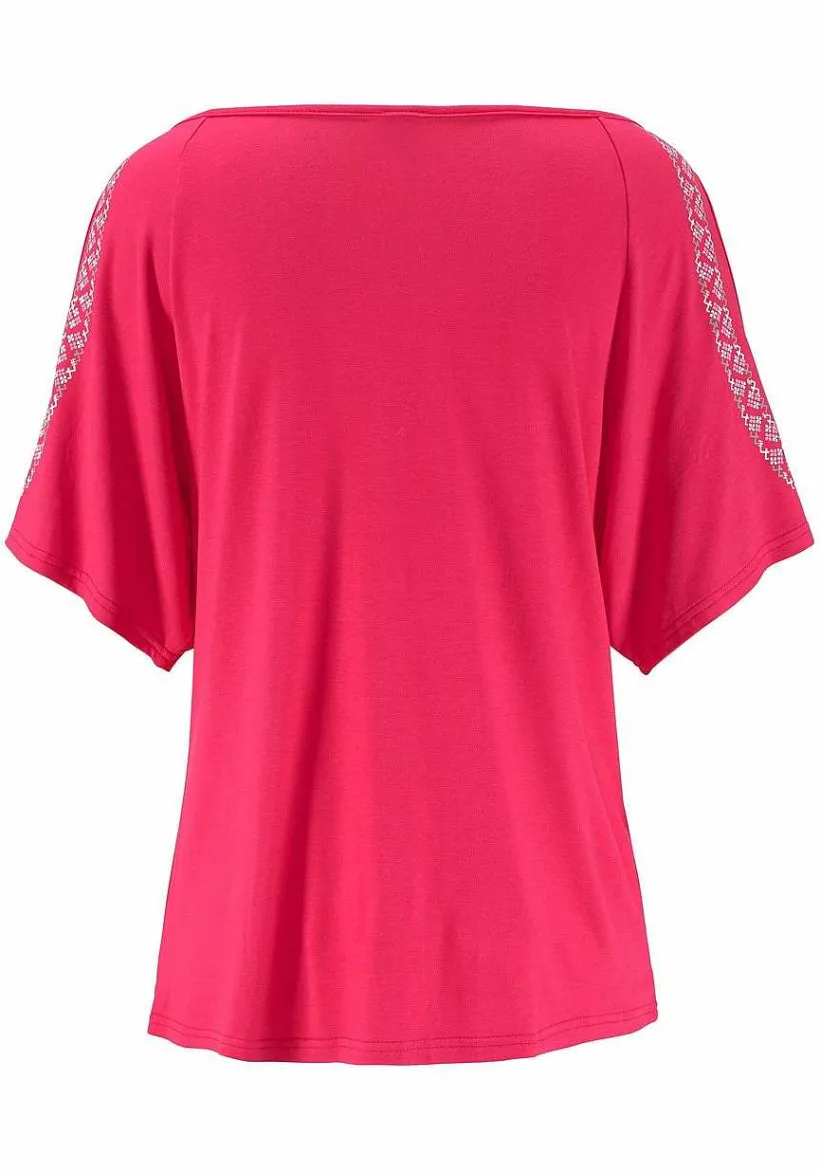 LASCANA Short Sleeve Tops-Cold Shoulder Print Top
