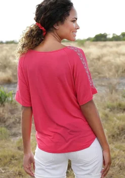 LASCANA Short Sleeve Tops-Cold Shoulder Print Top