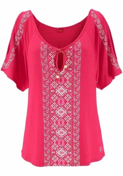 LASCANA Short Sleeve Tops-Cold Shoulder Print Top
