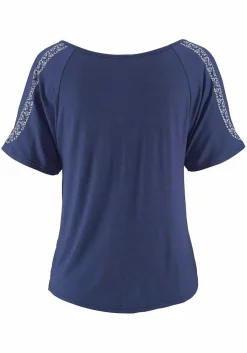 LASCANA Short Sleeve Tops-Cold Shoulder Print Top