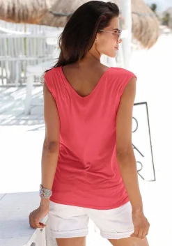 LASCANA Short Sleeve Tops-Cord Detail V-Neck Top