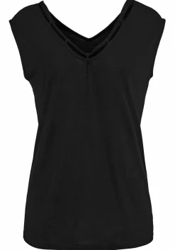 LASCANA Short Sleeve Tops-Cord Detail V-Neck Top