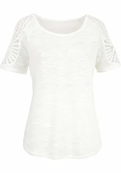 LASCANA Short Sleeve Tops-Crochet Cold Shoulder Top