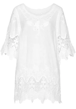 LASCANA Short Sleeve Tops-Crochet Detail Tunic