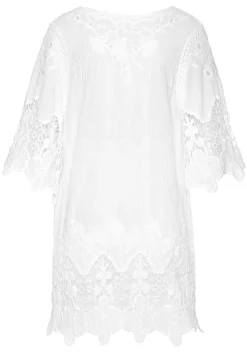 LASCANA Short Sleeve Tops-Crochet Detail Tunic