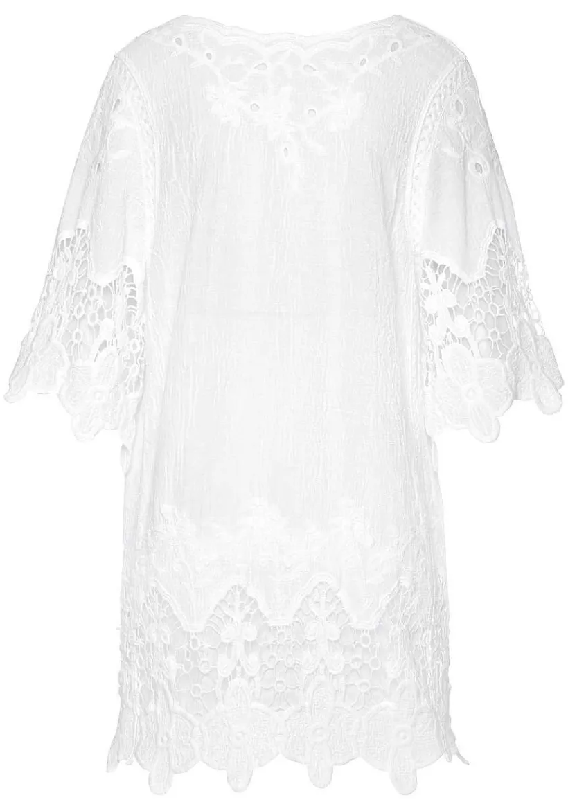 LASCANA Short Sleeve Tops-Crochet Detail Tunic