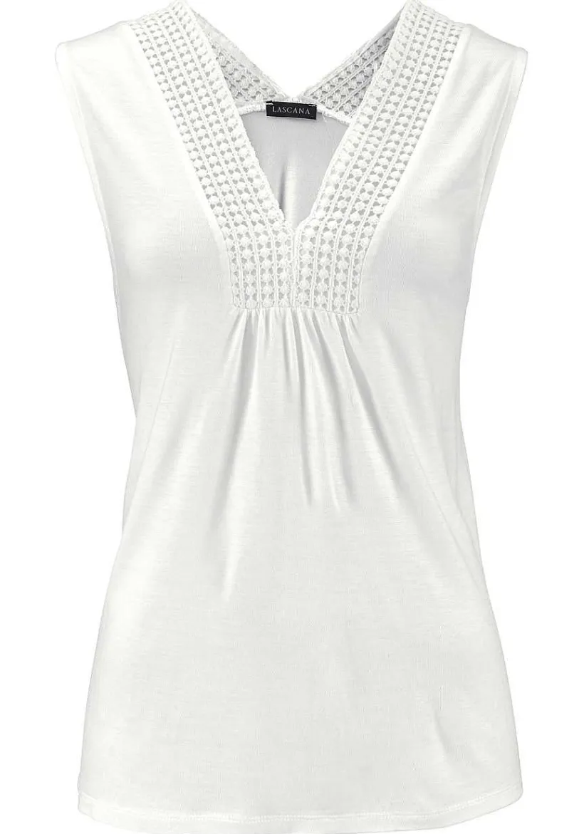 LASCANA Sleeveless Tops-Crochet Insert Tank Top