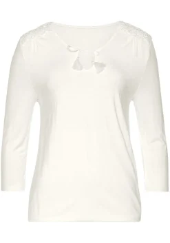 LASCANA Long Sleeve Tops-Crochet Lace 3/4 Sleeve Top