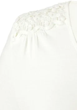 LASCANA Long Sleeve Tops-Crochet Lace 3/4 Sleeve Top