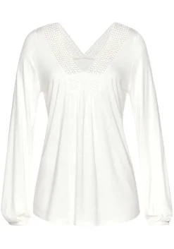 LASCANA Long Sleeve Tops-Crochet Long Sleeve Top