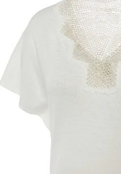 LASCANA Short Sleeve Tops-Crochet Neckline Top
