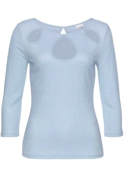 LASCANA Long Sleeve Tops-Cut Out 3/4 Sleeve Top